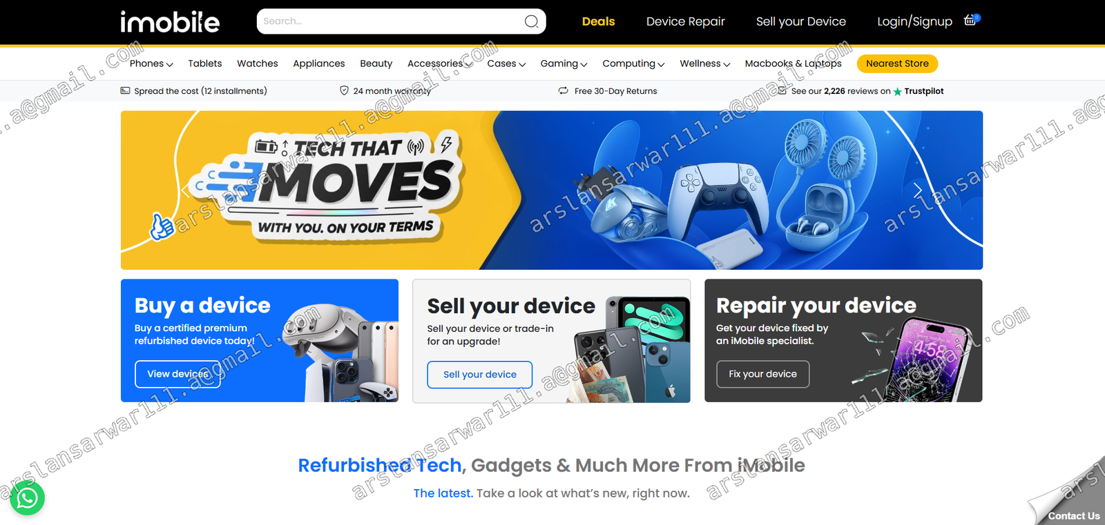 iMobile website optimized for bookings