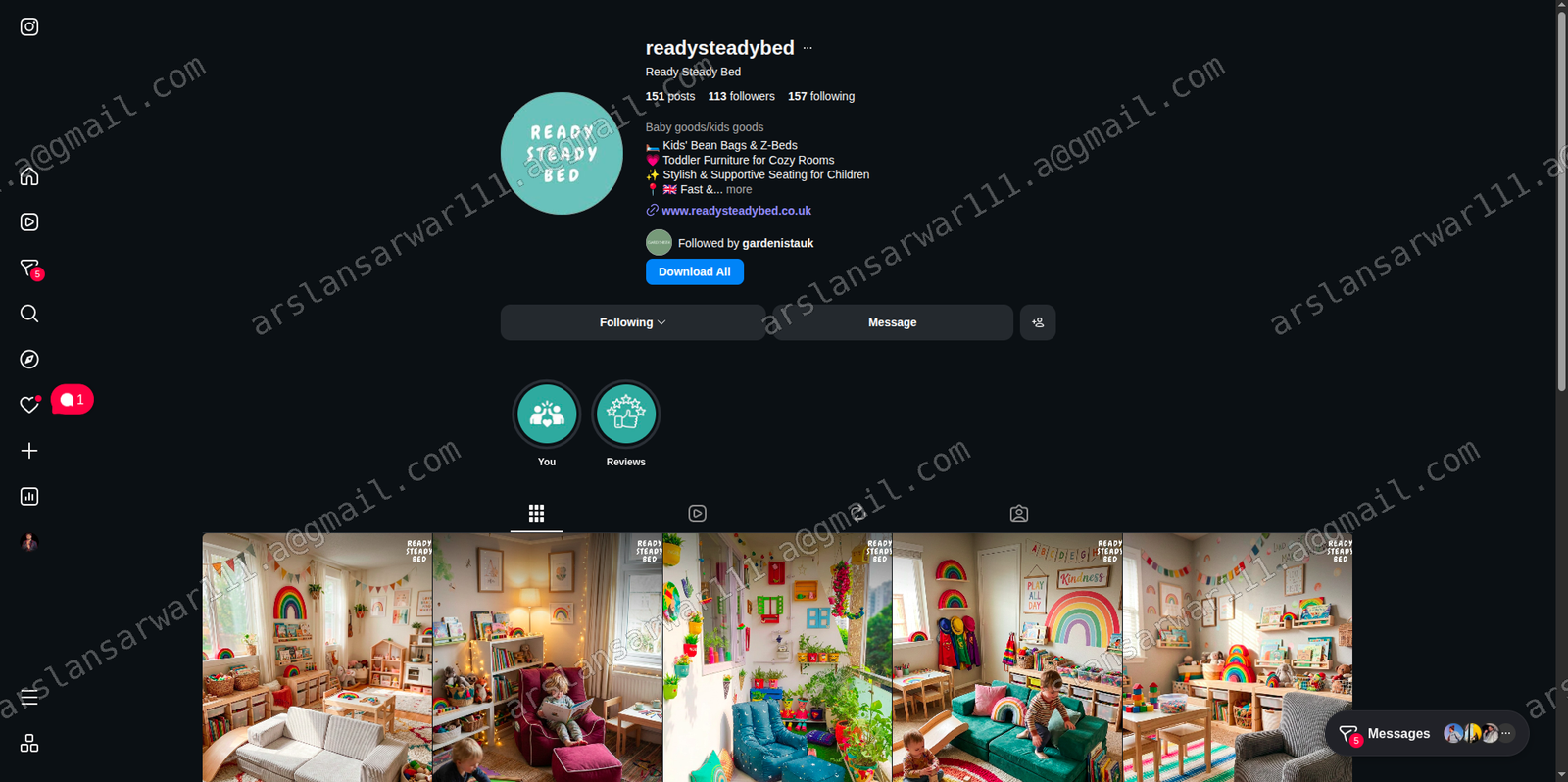 Ready Steady Bed Instagram presence